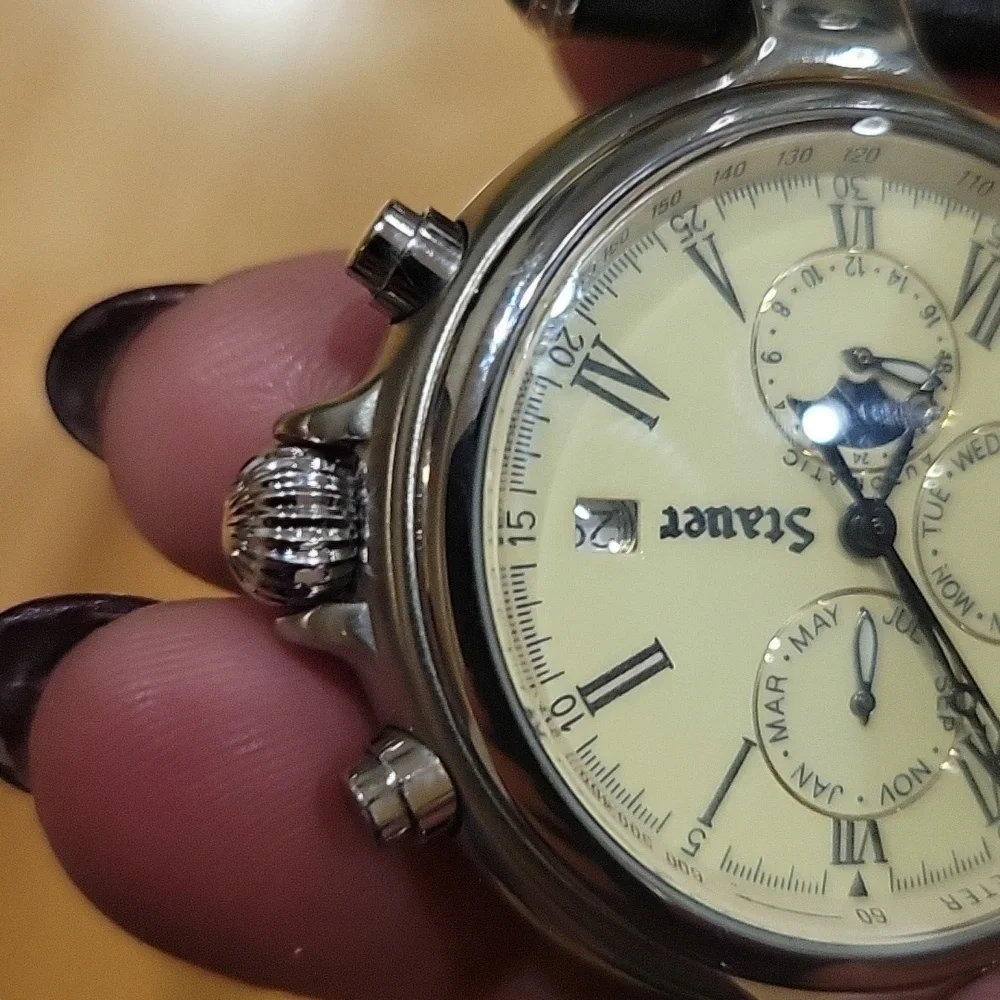 Stauer Watch Stainless Steel With Leather Strap